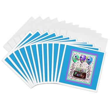 Imagem de 3dRose Bolo de chocolate para convite de festa de aniversário de 4 anos - Cartões comemorativos, 15 x 15 cm, conjunto de 12 (gc_20796_2)