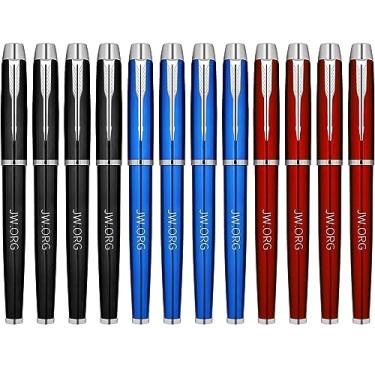 Imagem de TONOS Jw.org Caneta executiva com clipe de metal, ponta esférica, ponta preta, ponta fina, com capa de inserção para presentear cores - pacote com 12