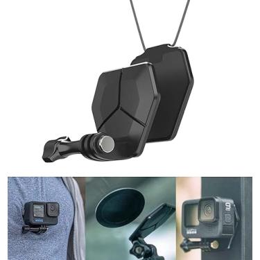 Imagem de Fujing Suporte magnético para câmera de ação para GoPro Hero 13/12/11/10/9/8 preto à prova d'água, para DJI Osmo Action 4/3/2 suporte de dispositivo portátil, para Insta360 Ace Pro AKASO V50-Preto