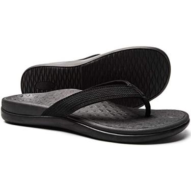 Imagem de LLSOARSS Sandália de pé para fascite plantar com suporte de arco - Melhor chinelo ortopédico para pés planos, dor no calcanhar - para mulheres, Preto, 35