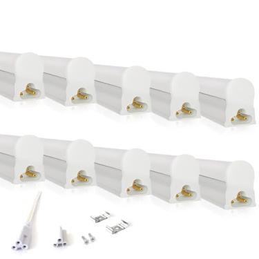 Imagem de Kit 10 Led Tubular T5 30cm 6w C/Calha Acoplada Completa Luz Forte (Branco Frio)
