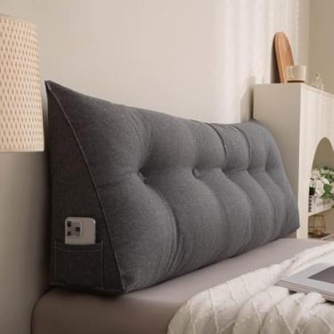 Imagem de CFLNYC Reading Pillow Triangular Wedge Reading Pillow with Side Pockets, Lumbar Support Pad, Soft Breathable Reading Backrest(Gray,24"/60cm)