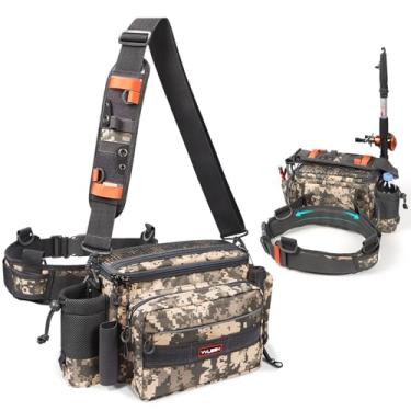 Imagem de YVLEEN Saco De Equipamento De Pesca De Estilingue Armazenamento Ao Ar Livre-2022 Mais Bolsa De Cintura De Pesca Resistente À Água De Pesca Com Mosca De Corpo Cruzado Camuflagem Digital