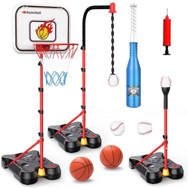 Imagem de Conjunto de cesta de basquete e bola T Toycost 4 em 1 para crianças de 3 a 8 anos