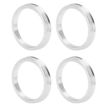 Imagem de INFINAUTO Anéis centralizados no cubo da roda do carro OD 69,1 mm para ID 58,1 mm eixo central de rodas amortecedores Hubrings liga de alumínio tom prata durável