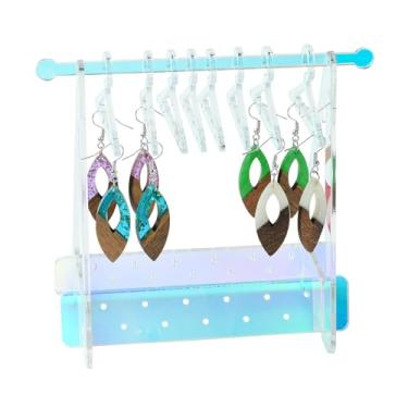 Imagem de KitBeads Suporte de brinco de acrílico para exibição de brincos de 2 camadas com mini cabides de casaco, brincos pendurados, organizador de brincos para exibição pessoal de varejo