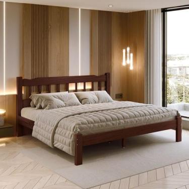 Imagem de Cama King Size Madeira Perola Reforçada Castanho Nemargi