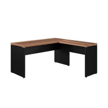 Imagem de Mesa para Escritório em L Start 1,20 x 1,50 - Nogal/Preto - WebOffice