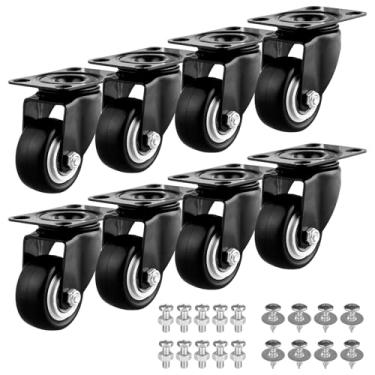 Imagem de GcFoir Conjunto De 2 Rodízios Com 8 Rodas Giratórias Industriais Para Serviços Pesados Sem Freio, Rodas De Pu, Rolamentos De Esferas Duplos, Rodízios Giratórios, Silenciosos Para Bancada, Móveis, Ro