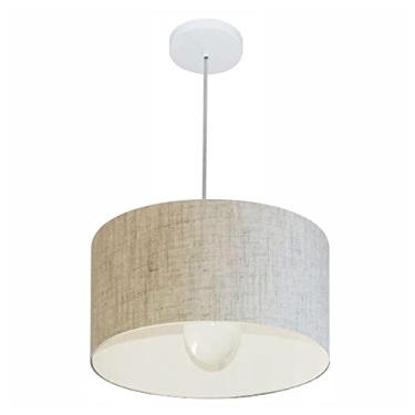 Imagem de Lustre Pendente Cilíndrico Cúpula Tecido 40x21 cm, Vivare Iluminação, Pendente4031 RST, Rustico Bege, Médio