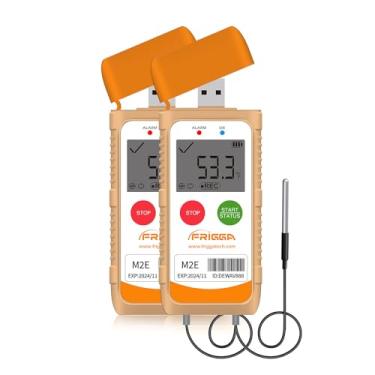 Imagem de Frigga M2E 2Pack Registrador De Dados De Temperatura Reutilizável Com Sonda Externa Registrador De Temperatura Digital Usb 14400 Pontos Relatório Pdf Csv De Alta Precisão