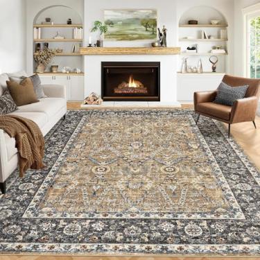 Imagem de GarveeHome Tapetes de área de 2,5 x 30,5 m, novos tapetes vintage de estilo persa, ultrafinos, dobráveis para quarto, sala de jantar, escritório em casa, animais de estimação e crianças, pelo baixo,