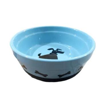 Imagem de Comedouro de Porcelana Cão Vermelho ou Azul Preto 500ml - The Pets Bra