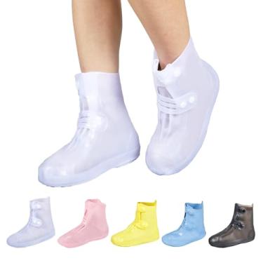 Imagem de Dream Apparel Capas de Chuva Impermeáveis para Mulheres e Homens, Brancas, Antiderrapantes, Reutilizáveis, Capas Dobráveis para Sapatos de Chuva Sobre Sapatos Galochas