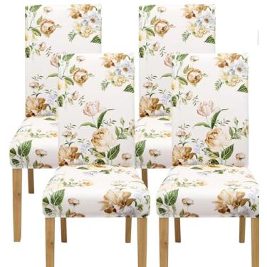 Imagem de Comfy Gate Pacote com 4 capas de cadeira de sala de jantar, capas de cadeira para sala de jantar, conjunto com 4 capas elásticas para cadeira de jantar, conjunto de 4 protetores de cadeira de cozinha,