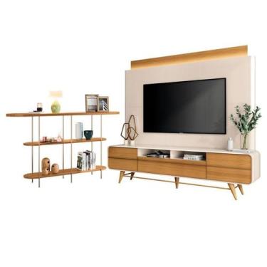 Imagem de Estante Home Theater Nobre Off White Cinamomo e Aparador Infinity Cina
