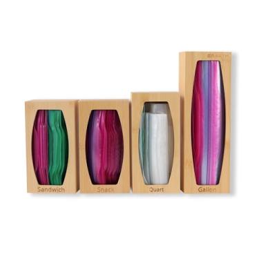 Imagem de CRAKTH Bolsa organizadora de armazenamento de bambu com zíper para gaveta de cozinha, 4 organizadores separados, adequado para sacos de tamanhos variados de galões, quartos, sanduíches e lanches