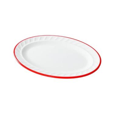 Imagem de Prato de imitação de porcelana minimalista, prato de sopa refogado para restaurante de hotel-P0402-12-vermelho e branco
