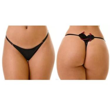 Imagem de Tanga Diabinha - Micro fibra e Coração bordado em pelúcia - Sexshop - 