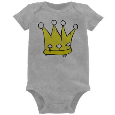 Imagem de Body Bebê King and Queen Crown - Foca na Moda, Cinza, P