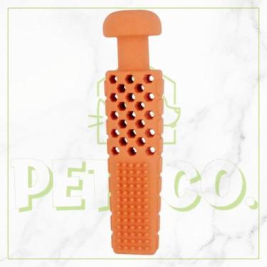 Imagem de Kit Mordedor Escova de Dentes Pet e Creme Dental Pet Clean, Laranja&Tu