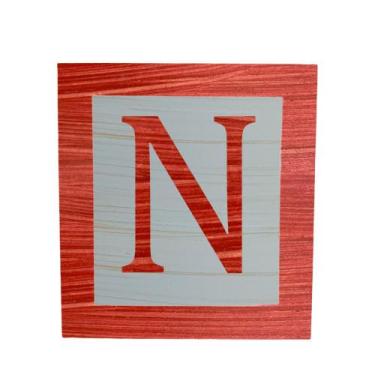 Imagem de Cubo Azul Letra Vermelha com Aplique Festa Chá de Bebê Decoração 8x8x8