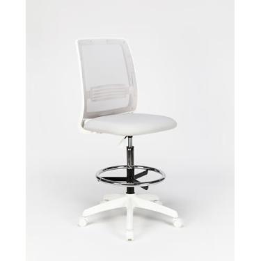 Imagem de Cadeira Mint Caixa Alta Branca sem braços com Apoio Lombar Base Giratória - Rossi Cadeiras