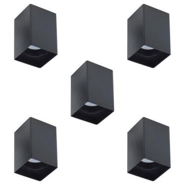 Imagem de Kit 5 spot para lampada dicroica mr16 quadrado sobrepor preto galaxy