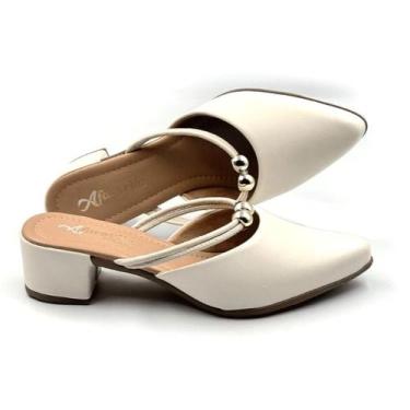 Imagem de Mulle Salto 2 em 1 Feminino Sandália Tornozeleira Fashion Tamanco Bico