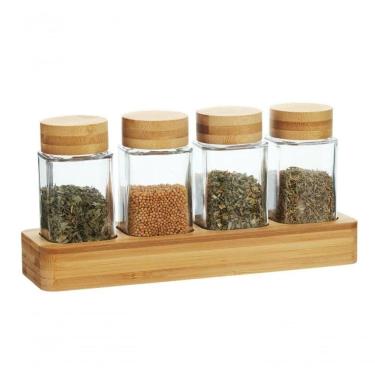 Imagem de Porta Condimentos Com 5 Peças Em Bambu Kenya