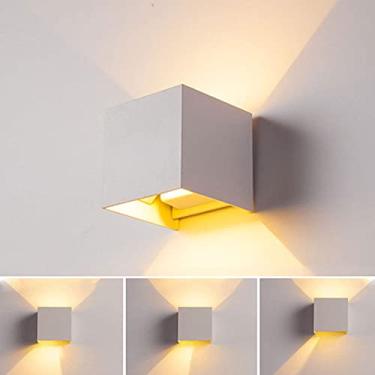 Imagem de 4 peças de luz de parede quadrada, abajur de cubo de alumínio, arandela LED simples, luminária de parede para cima e para baixo, holofote interno, lâmpada noturna para decoração de sala de e