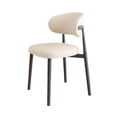 Imagem de Cadeira de jantar moderna com design ergonômico e recursos de conforto ([couro branco puro] moldura de aço carbono preto)