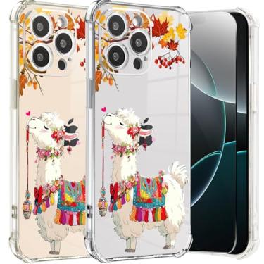Imagem de Roemary Capa de alpaca arco-íris para iPhone 16 com design floral, estampa transparente com protetor de tela [Buffertech impacto de queda de 2 metros] Capa protetora de TPU macio para iPhone 16 de 6,1