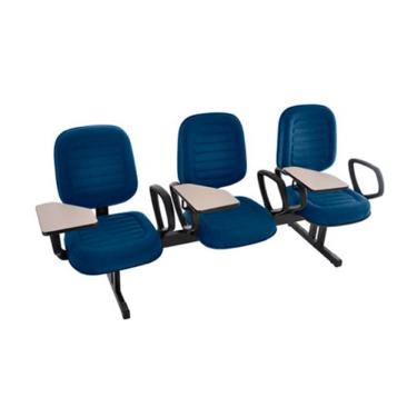 Imagem de Cadeira Escolar Universitária em Longarina com prancheta para Escolas e Faculdades Linha Blenda Azul