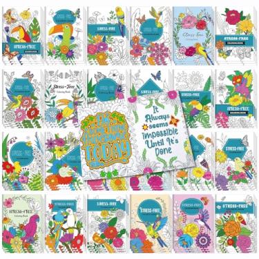 Imagem de Sinload 24 livros de colorir motivacionais para adultos, livros de colorir a granel, livro de colorir faça você mesmo para alívio do estresse com palavras de flores para lembrancinhas de festa