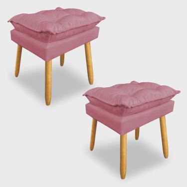 Imagem de Kit 2 Puffs Decorativo Opala Suede Rosa Pés Palito sky mobile