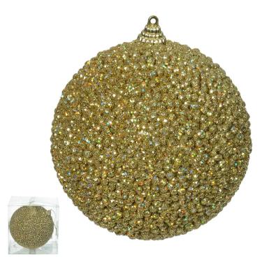 Imagem de Bola decorada natal (dourado) 12cm (florarte)