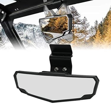 Imagem de A & UTV PRO Espelho retrovisor compatível com Can Am Defender, Defender Max, acessórios para retrovisor lateral convexo central ajustável UTV, ajuste seu flip, para-brisa completo