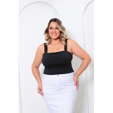 Imagem de Cropped Plus Size  Cropped Top Alça Grossa Suplex Moda Plus Size GG ao