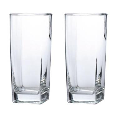 Imagem de Jogo de Copos Vidro Texas 320ml Quadrado Suco Agua - 2Un - PRATICASA