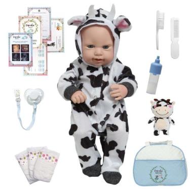 Imagem de Boneco Reborn Bebê Príncipe Pode Dar Banho Bolsa Acessórios - Cegonha 