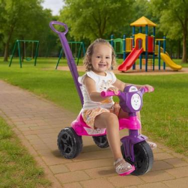 Imagem de Motoca Triciclo Com Pedal Infantil Kemotoca Menino e Menina Empurrador