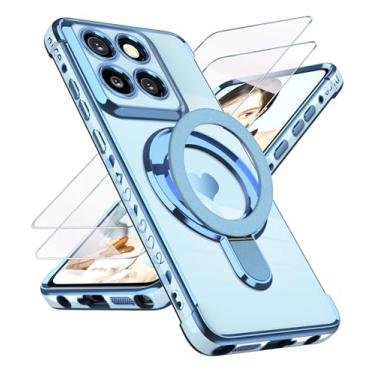 Imagem de Liufcx Capa para Motorola Moto G Stylus 5G 2025 com protetor de tela de vidro: Capa de proteção completa para câmera de TPU (azul)