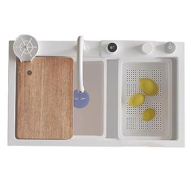 Imagem de Pia de sifão em cascata com tela digital para apartamento, cozinha, tigela única, branca, P
