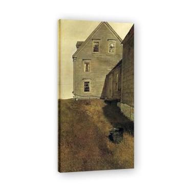 Imagem de Weatherside Andrew Wyeth Impressão em tela - Arte de realismo americano, aquarela e pintura de têmpera de ovo para decoração de casa 20 x 40 cm