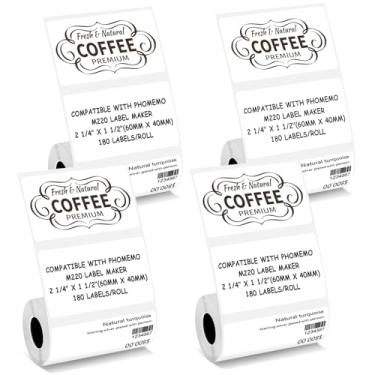 Imagem de Etiquetas térmicas compatíveis com impressora de etiquetas NIIMBOT B3S/K3, compatíveis com impressora de etiquetas Phomemo M221/M220/M120/M200/M250, 60 x 40 mm, 160 etiquetas/rolo 4 rolos, preto sobre
