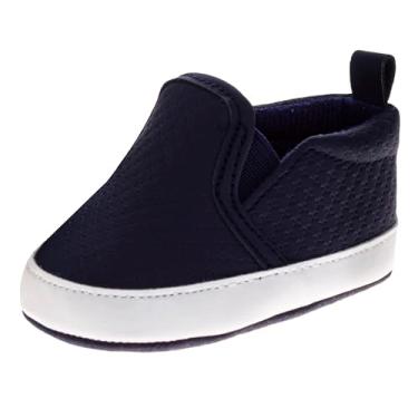 Imagem de Josmo Tênis unissex para bebês meninos e meninas sem cadarço para primeira caminhada (tamanho 2-4 infantil), Azul marino, 17