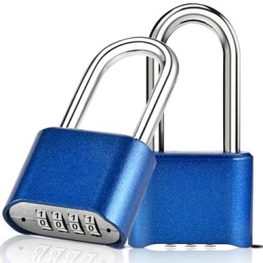 Imagem de Faburo Fechadura de combinação, fechadura combo resistente de 4 dígitos, cadeado de combinação para ambientes externos à prova d'água para cercas externas, armários, galpões, academia, ferrolhos de