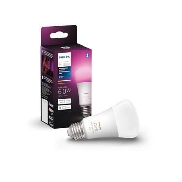 Imagem de Philips Hue Lâmpada inteligente LED A19 branca e colorida, compatível com Bluetooth e Zigbee (Hub opcional), funciona com Alexa e Google Assistant – um dispositivo certificado para seres humanos
