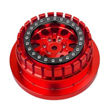 Imagem de BeaxTurbo Racing Upgrade Parts RC CNC Aluminum Beadlock Wheel V2 Proline Hyrax Tire for Traxxas UDR 1/7 RED 1pcs (red/Black)